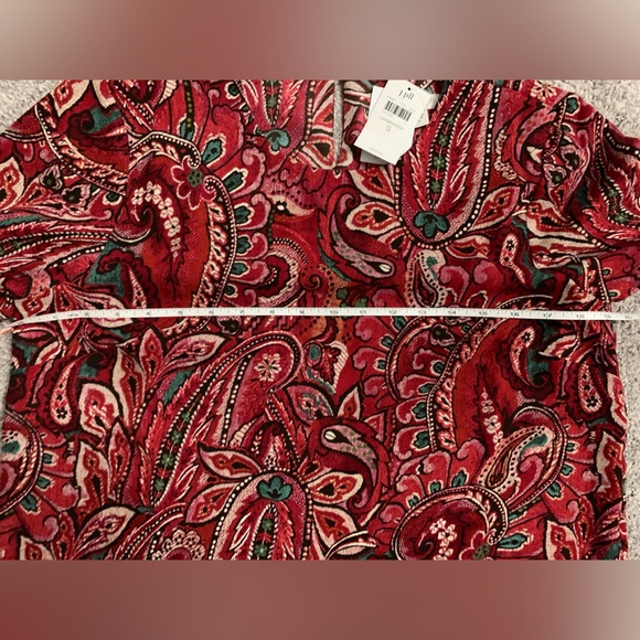 New J Jill Women’s Size S Multicolored Long Sleeve Paisley Blouse Keyhole Neck - Picture 10 of 14